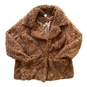 DIVIDED Women’s Brown Faux Fur Teddy Jacket Size Large